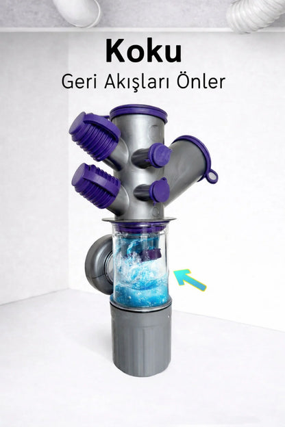 AQUENOX DRAINEXA - 6 Girişli Çoklu Lavabo Sifonu (Koku Önleyici Valfli)