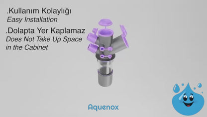 AQUENOX DRAINEXA - 6 Girişli Çoklu Lavabo Sifonu (Koku Önleyici Valfli)